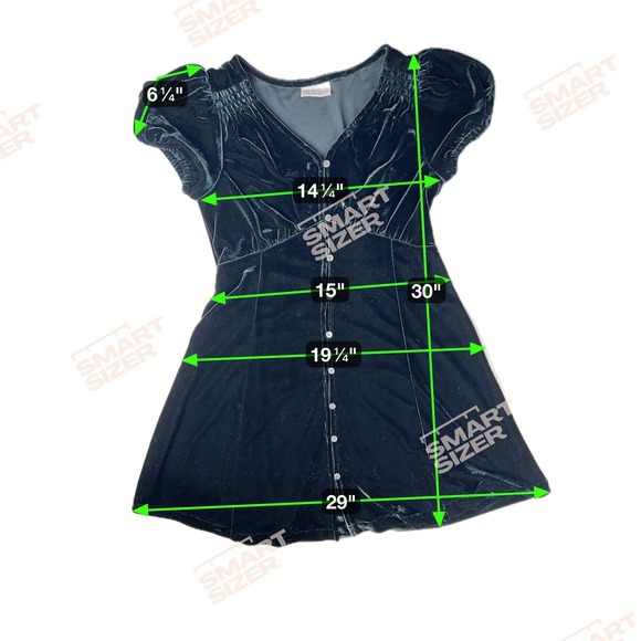 GAP Teen Moss Green Velvet Button Front Puff Sleeve Dress Size 12 Holiday Party - Picture 2 of 6